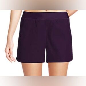 NEW-Lands End Women's 3" Quick Dry Swim Shorts with Panty. Color: Blackberry.